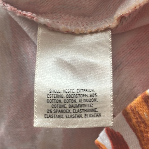 Anthropologie Maeve Banana Grove Denim Midi Skirt Sz 2 Orange & White Tropical - Picture 8 of 9